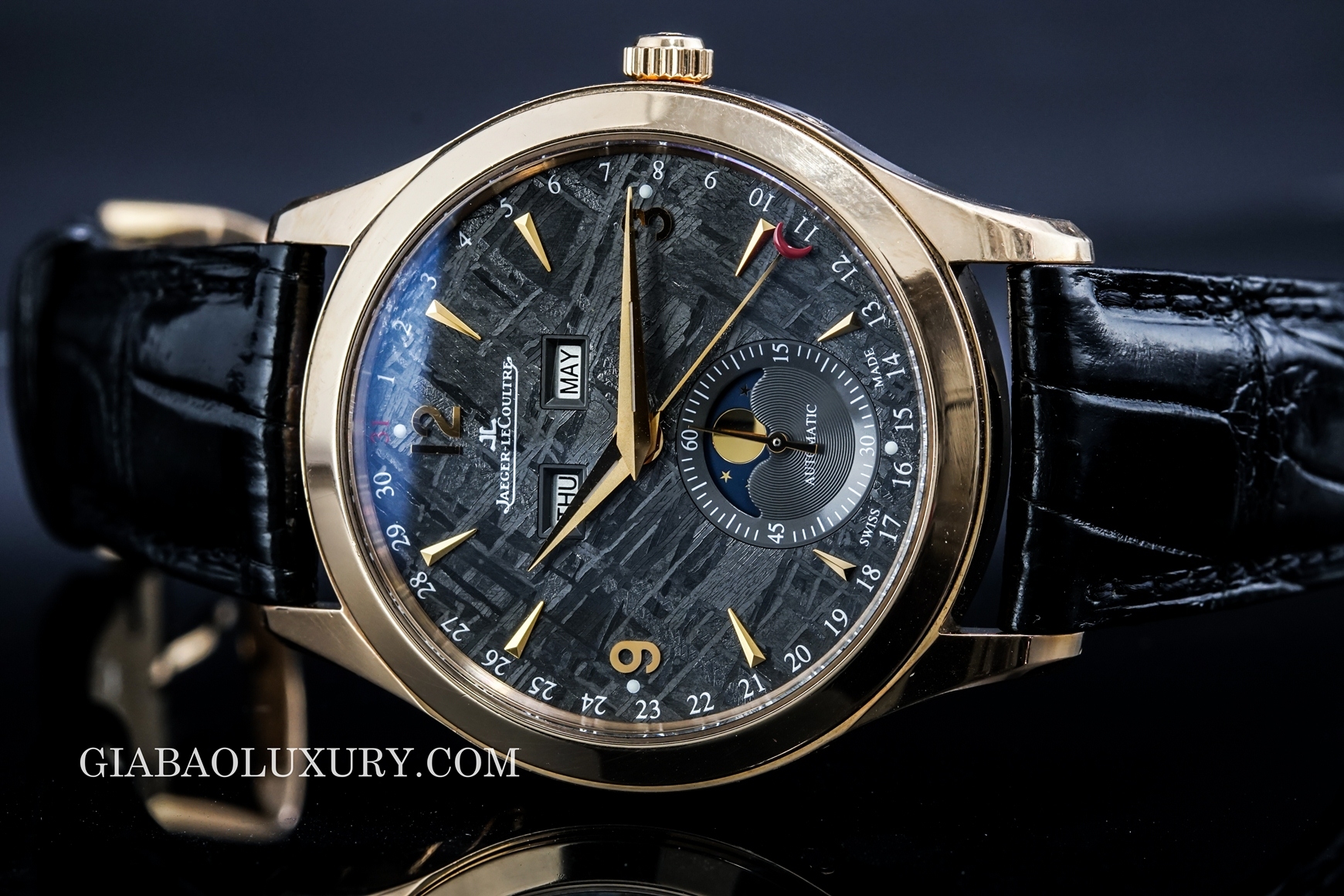 đồng hồ jaeger le-courtre master calendar ruthenium meteorite dial