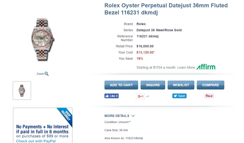 đồng hồ rolex datejust 116231