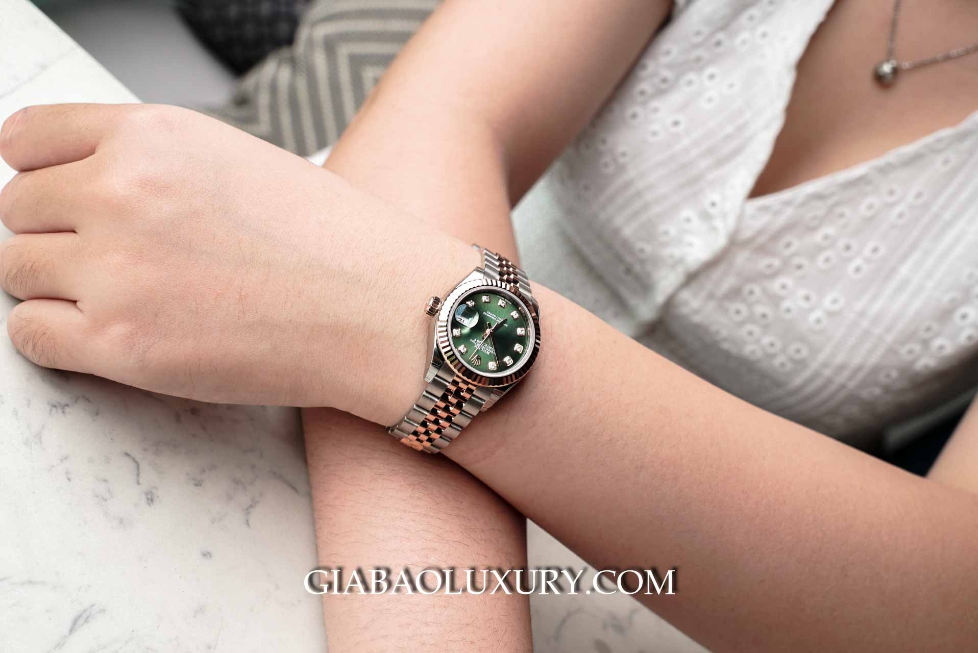 Đồng Hồ Rolex Lady Datejust 279171 Mặt Số Oliu Xanh