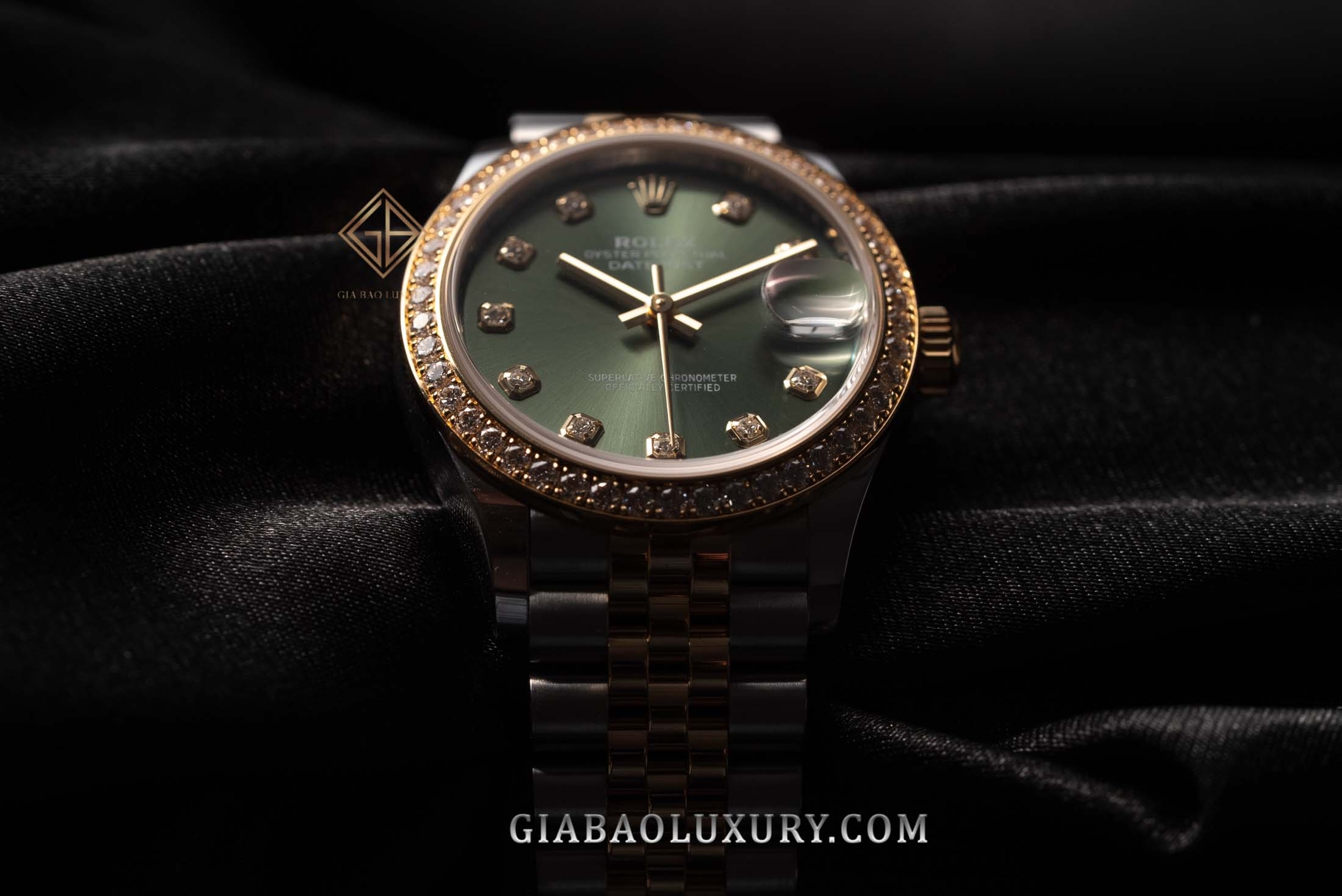 Đồng Hồ Rolex Datejust 31 278383RBR Mặt Số Xanh Oliu Nạm Kim Cương