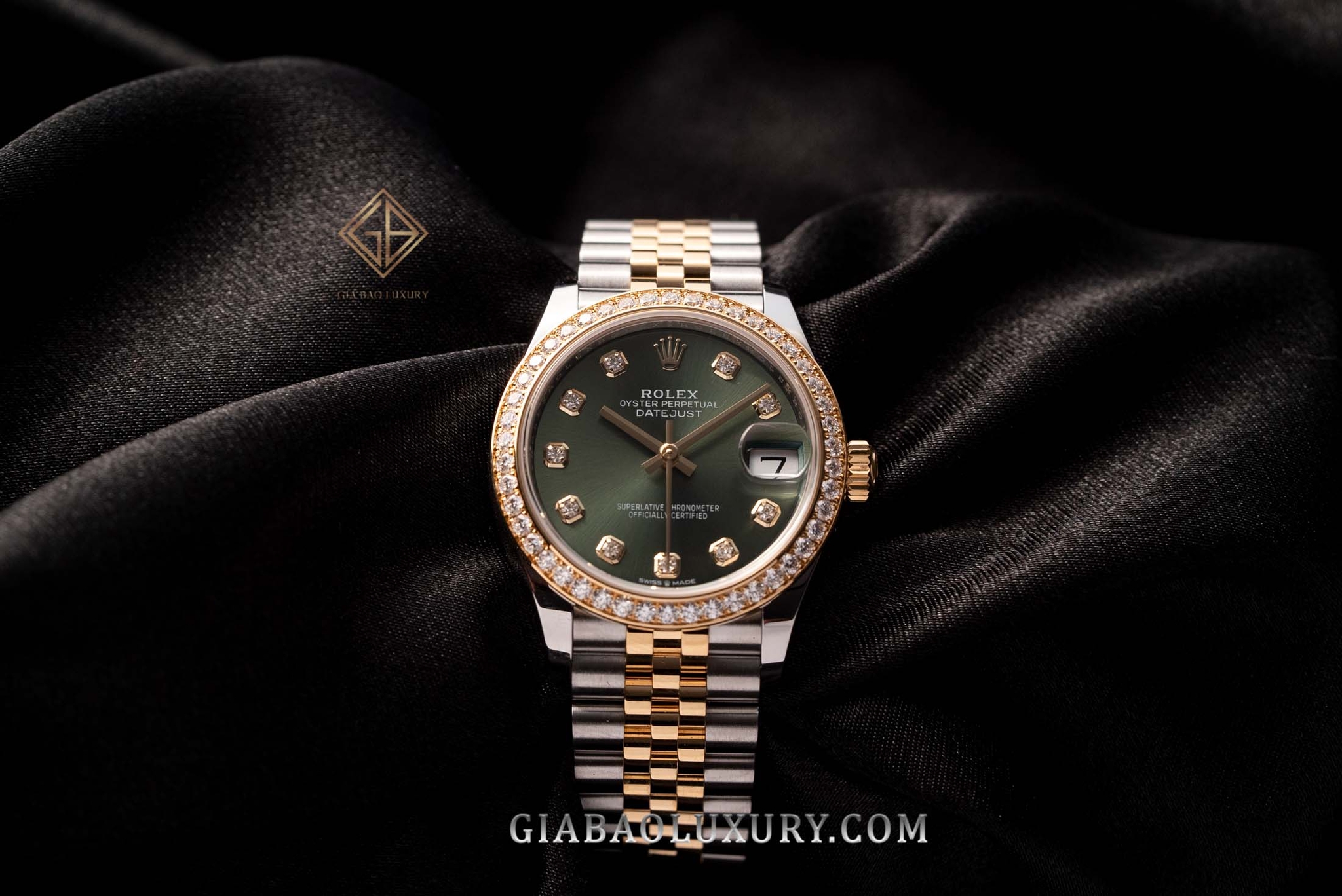 Đồng Hồ Rolex Datejust 31 278383RBR Mặt Số Xanh Oliu Nạm Kim Cương