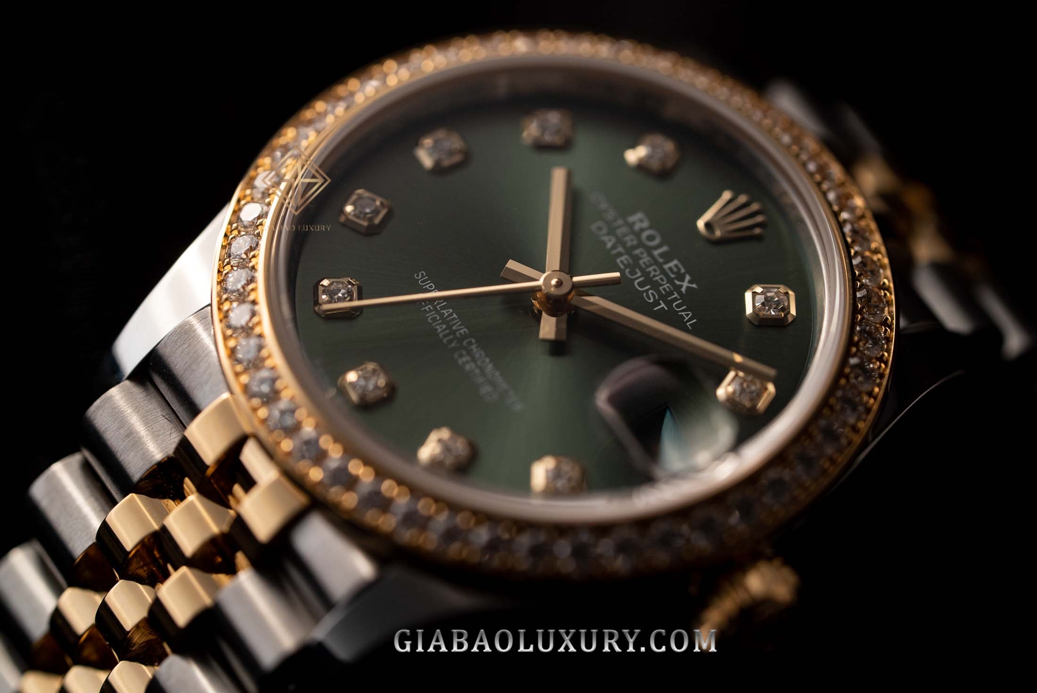 Đồng Hồ Rolex Datejust 31 278383RBR Mặt Số Xanh Oliu Nạm Kim Cương