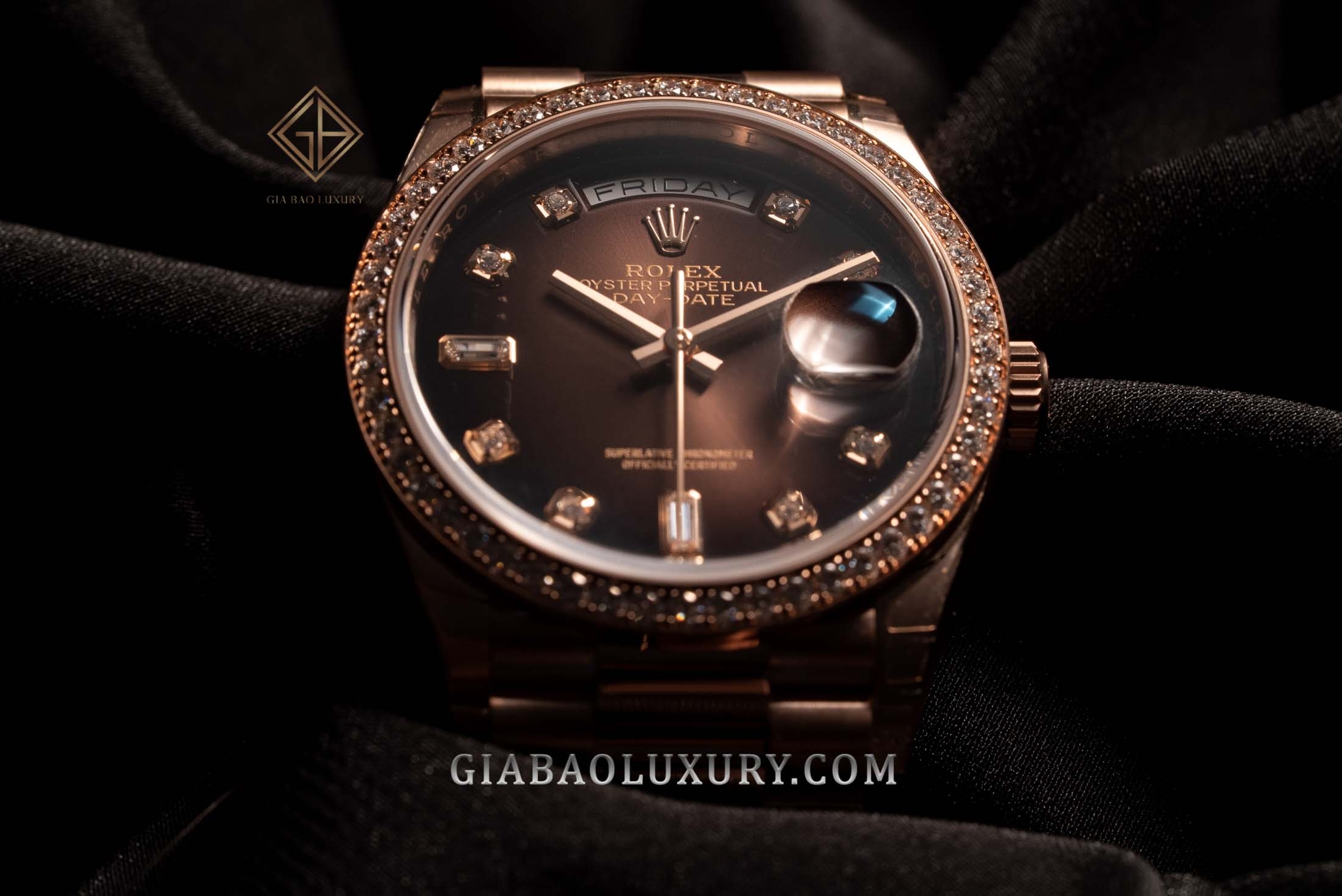 Đồng Hồ Rolex Day-Date 36 128345RBR Mặt Số Ombré Nâu