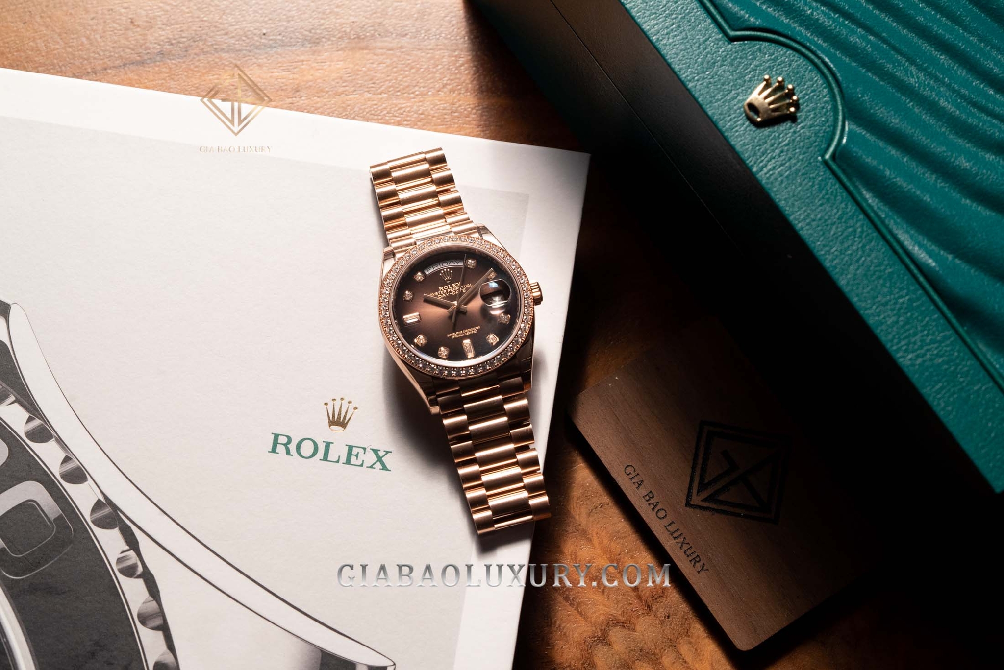 Đồng Hồ Rolex Day-Date 36 128345RBR Mặt Số Ombré Nâu