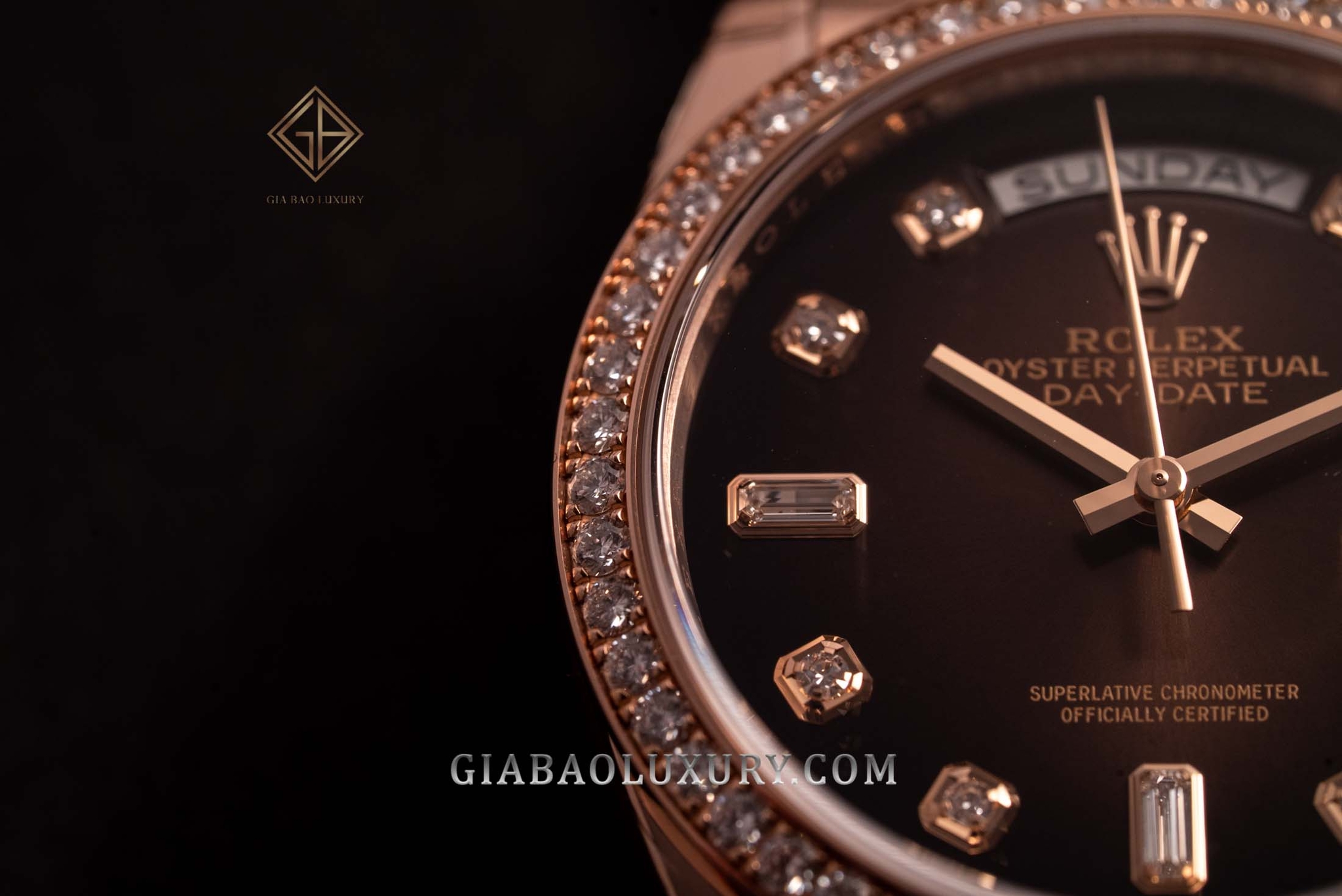 Đồng Hồ Rolex Day-Date 36 128345RBR Mặt Số Ombré Nâu