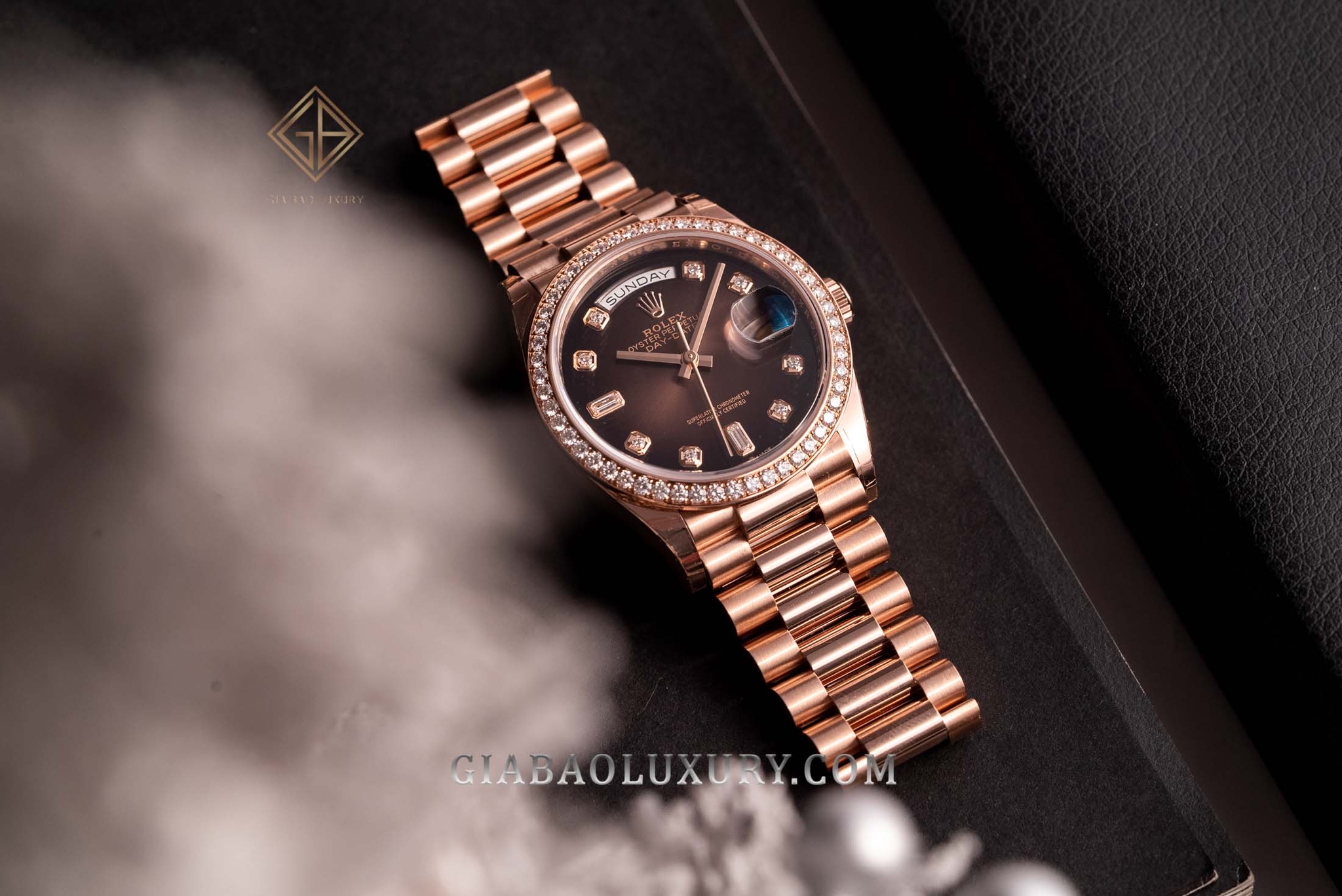 Đồng Hồ Rolex Day-Date 36 128345RBR Mặt Số Ombré Nâu