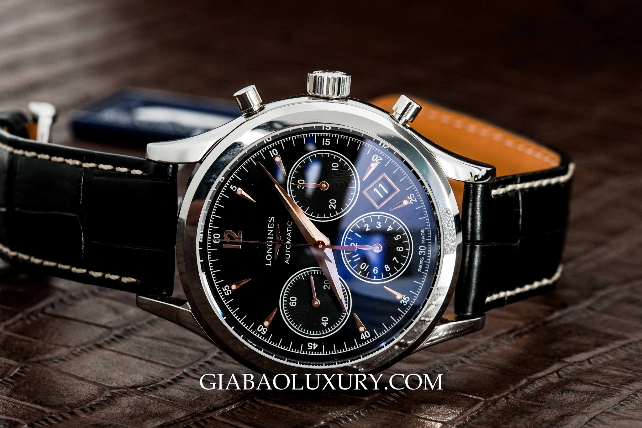 Đồng Hồ Longines Heritage Automatic Chronograph Mặt Đen 
