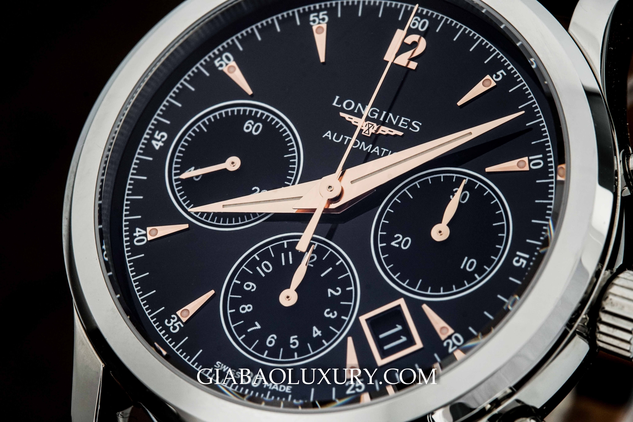 Đồng Hồ Longines Heritage Automatic Chronograph Mặt Đen 