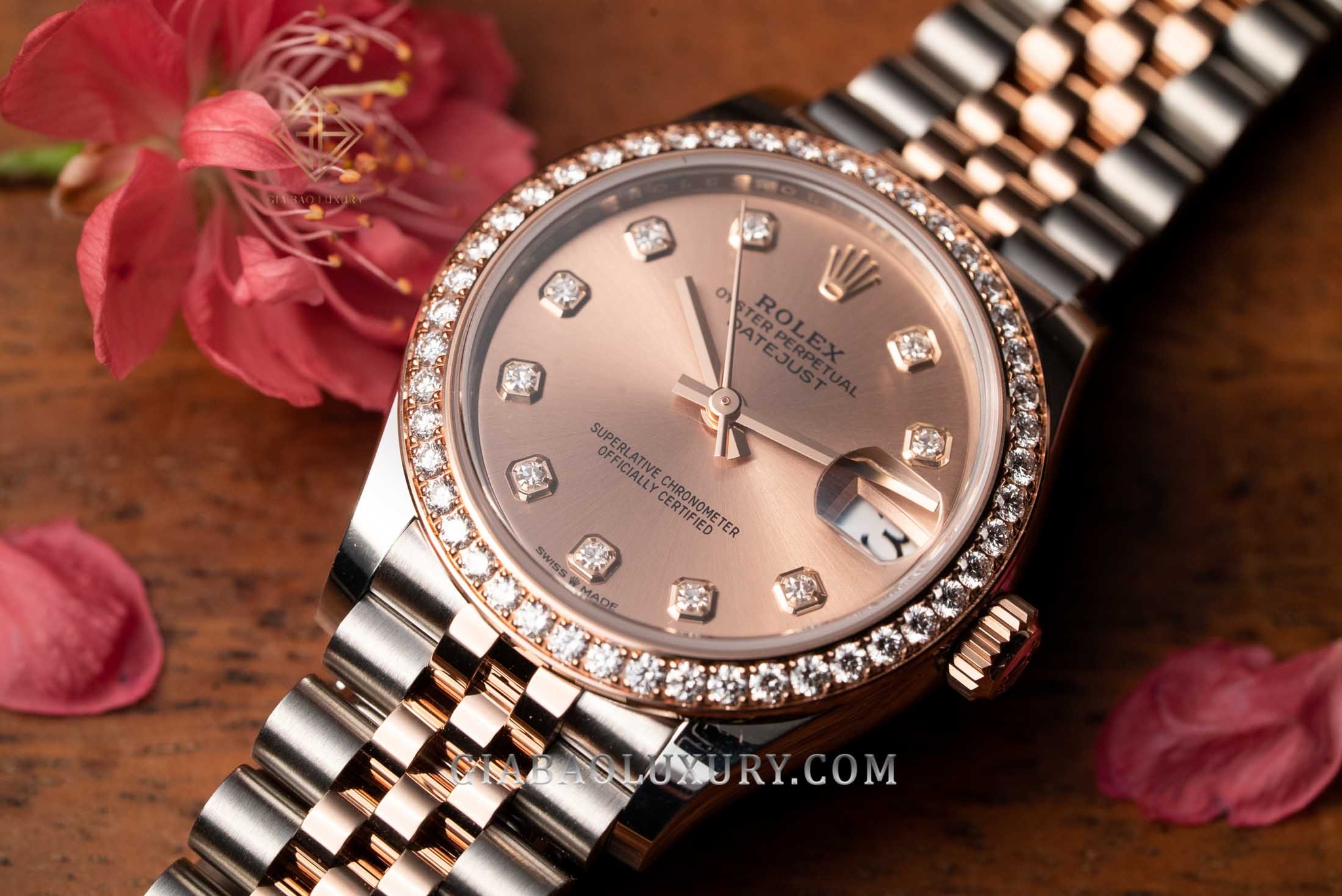 Đồng Hồ Rolex Datejust 31 278381 Mặt Số Hồng Nạm Kim Cương