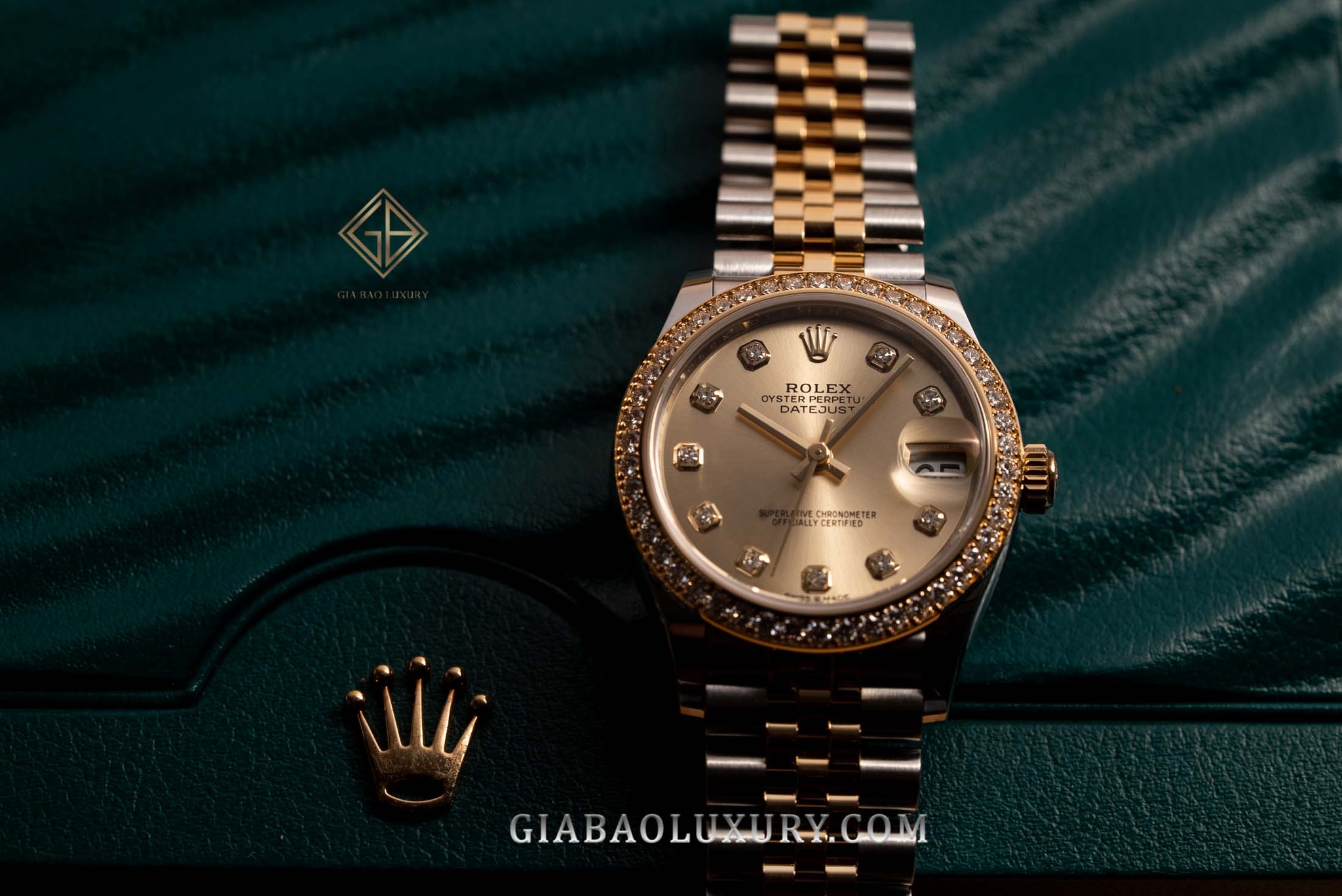 Đồng Hồ Rolex Datejust 31 278383RBR Mặt Số Vàng Champagne Nạm Kim Cương