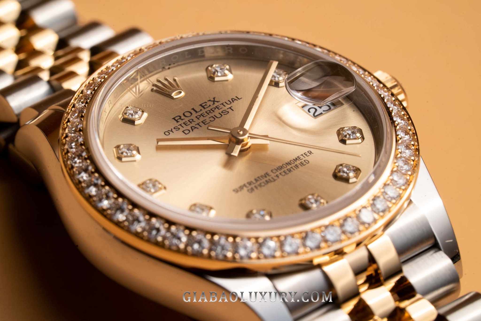 Đồng Hồ Rolex Datejust 31 278383RBR Mặt Số Vàng Champagne Nạm Kim Cương