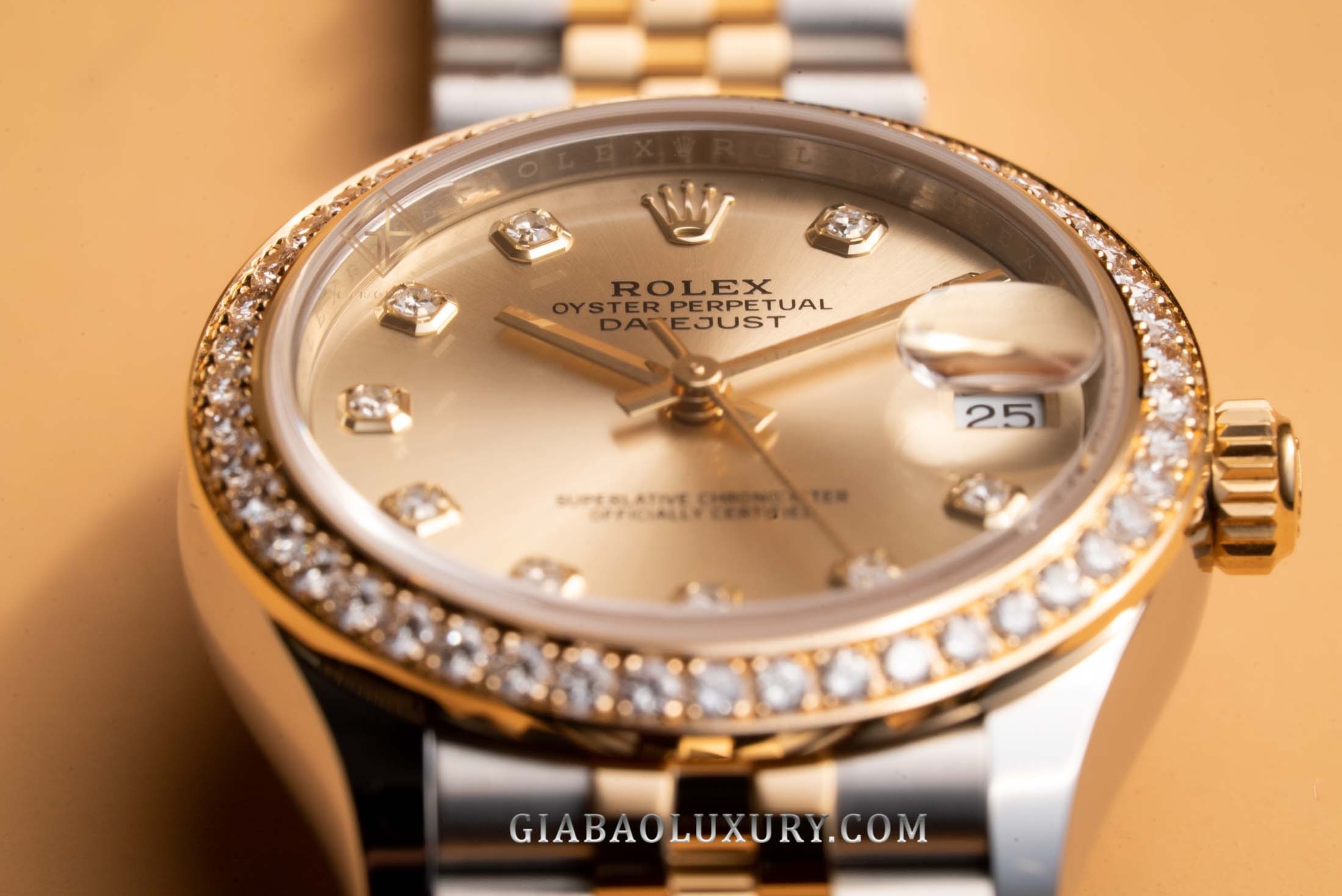 Đồng Hồ Rolex Datejust 31 278383RBR Mặt Số Vàng Champagne Nạm Kim Cương