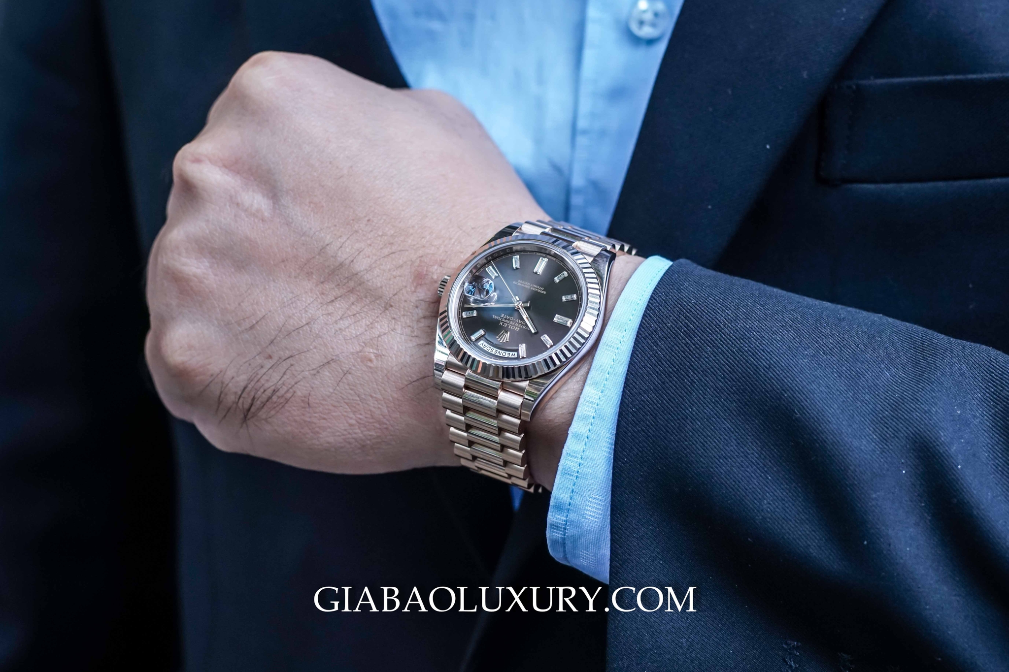 Đồng Hồ Rolex Day Date 40  Everose Chocolate Diamonds