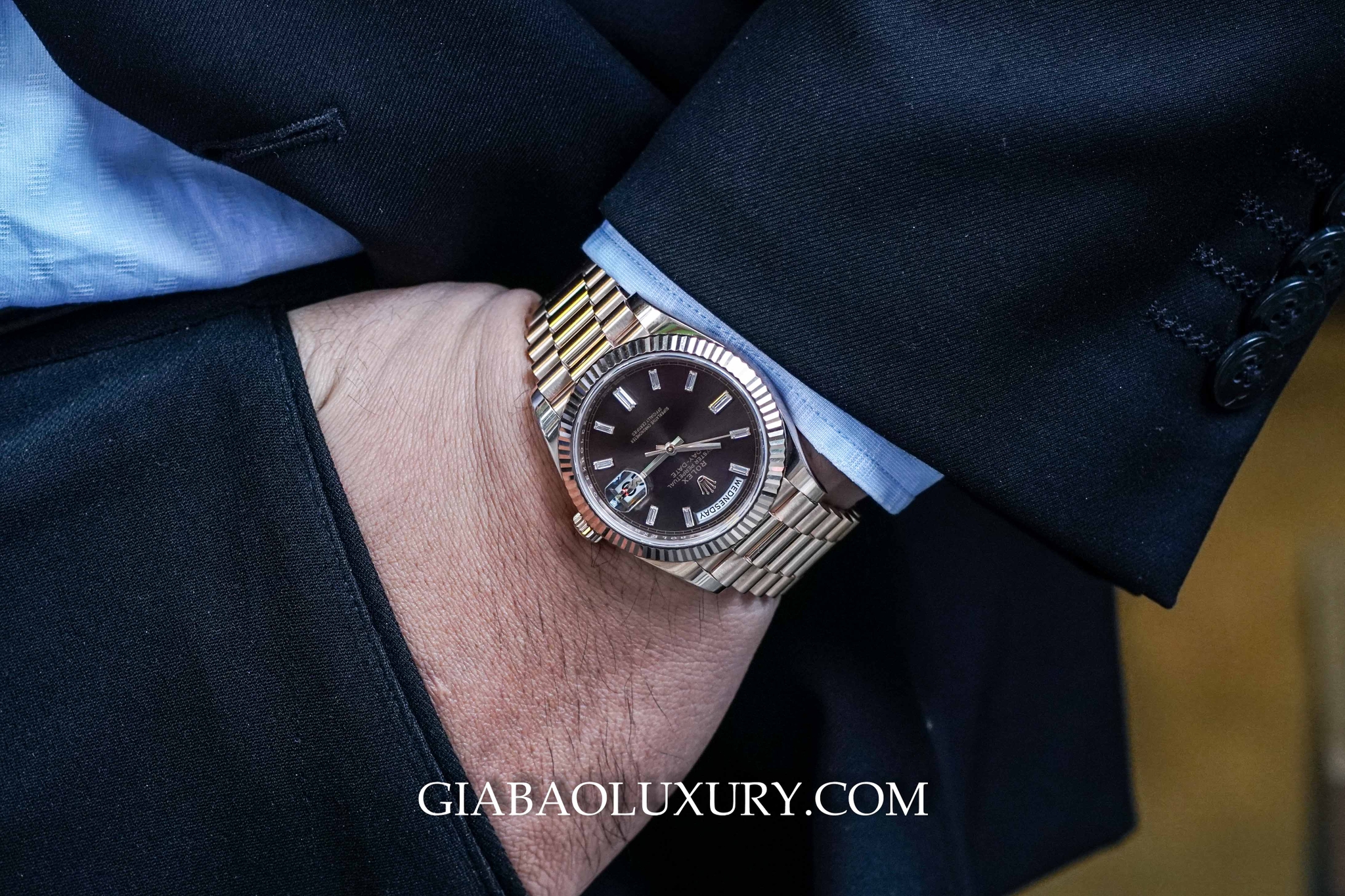 Đồng Hồ Rolex Day Date 40  Everose Chocolate Diamonds