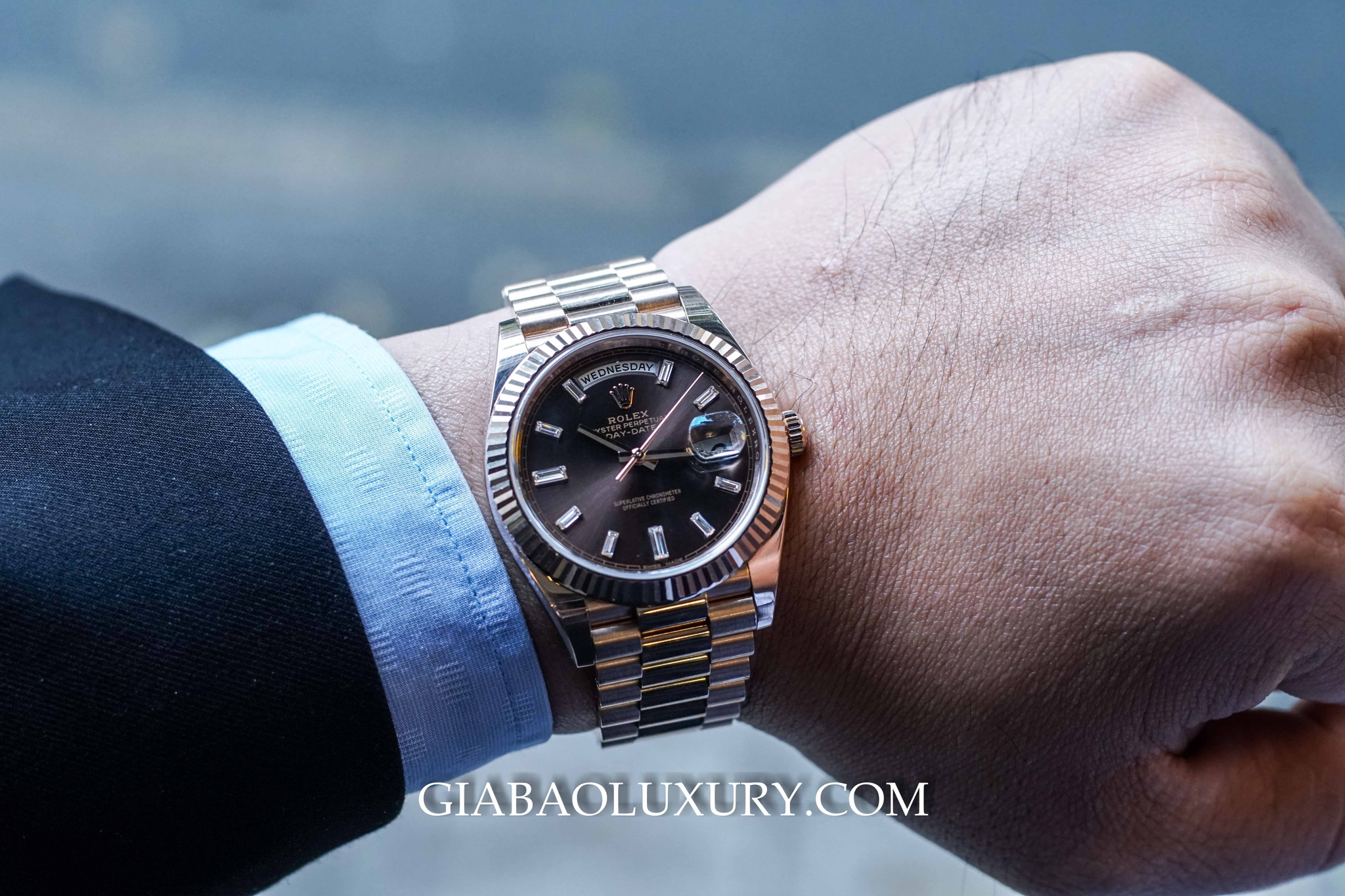 Đồng Hồ Rolex Day Date 40  Everose Chocolate Diamonds