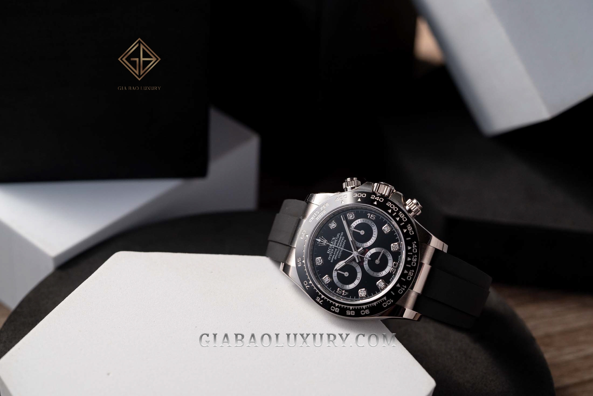 Đồng Hồ Rolex Cosmograph Daytona 116519LN Mặt Số Đen Nạm Kim Cương