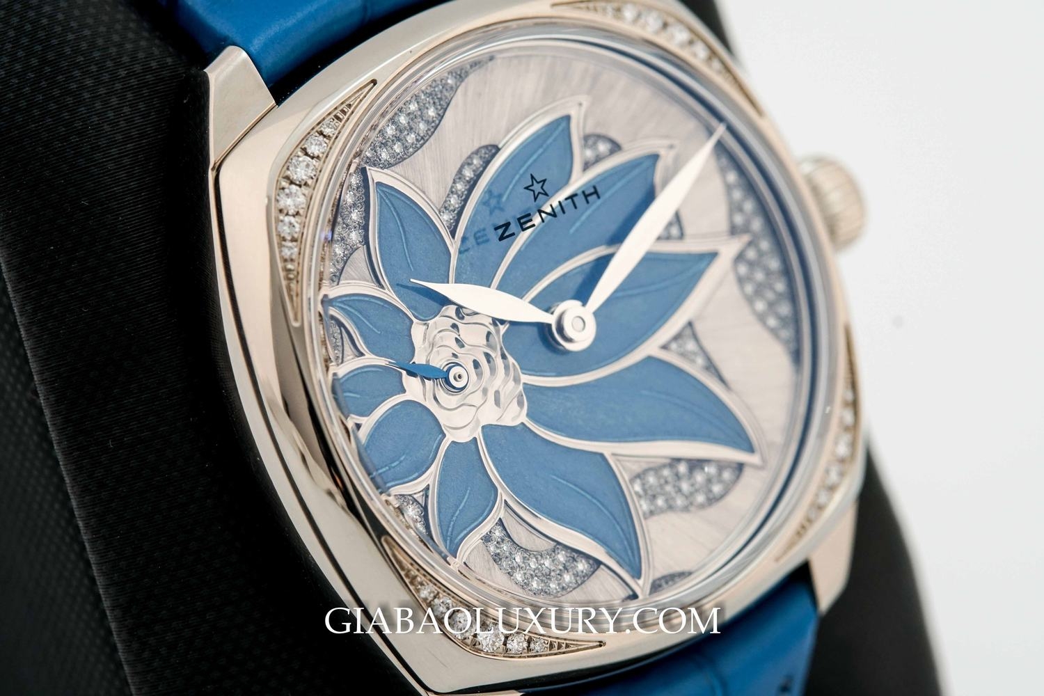 Đồng Hồ Zenith Star Blue Enameled Flower Dial