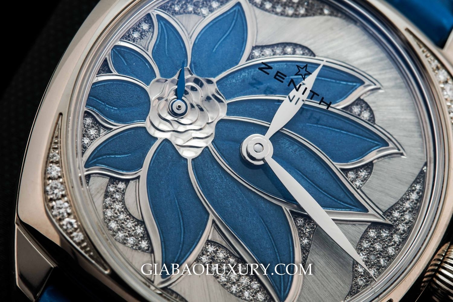 Đồng Hồ Zenith Star Blue Enameled Flower Dial