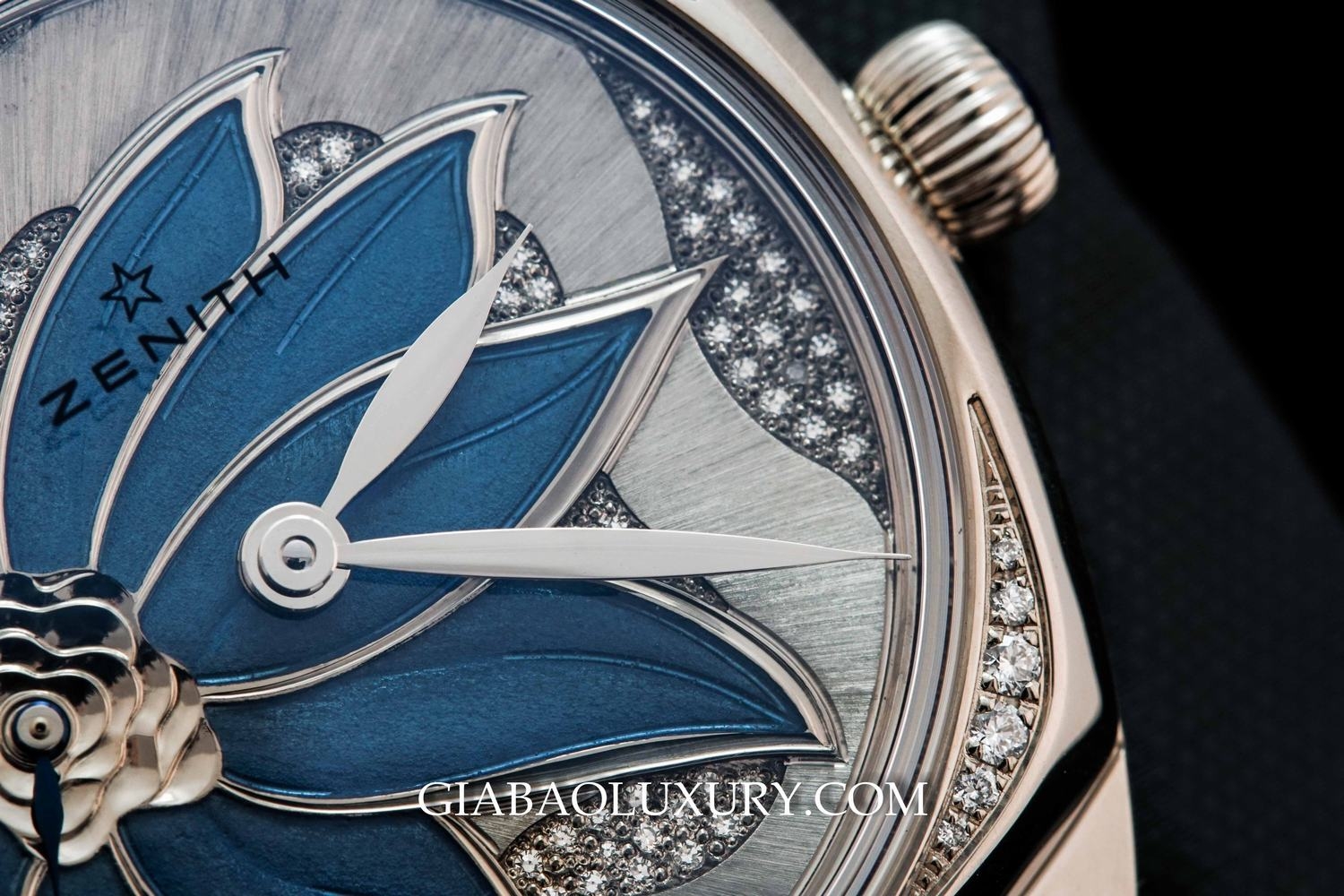 Đồng Hồ Zenith Star Blue Enameled Flower Dial