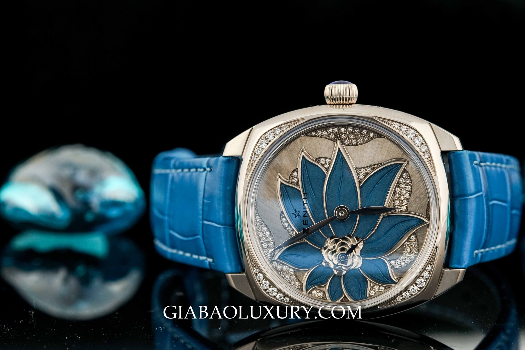 Đồng Hồ Zenith Star Blue Enameled Flower Dial