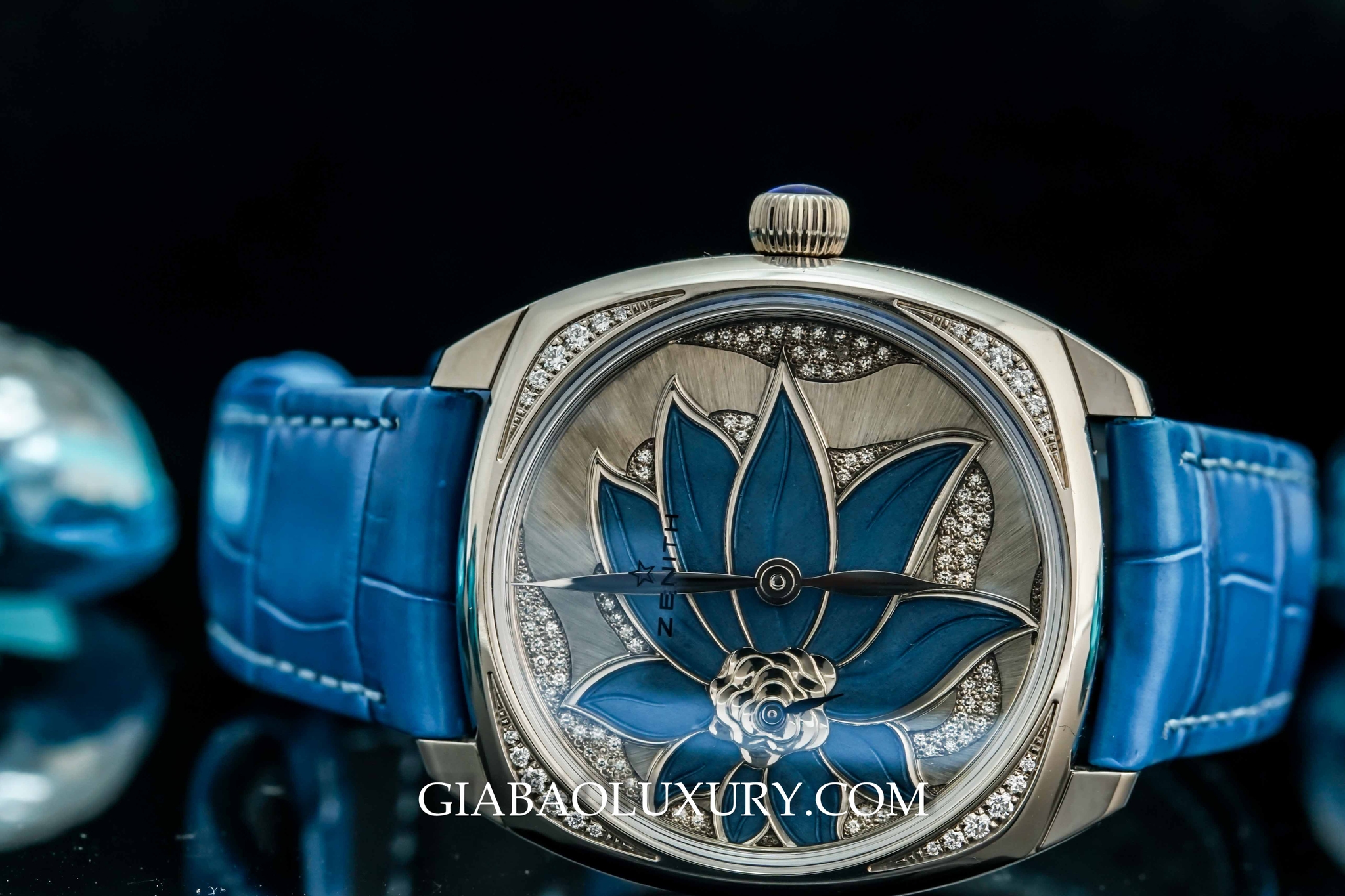 Đồng Hồ Zenith Star Blue Enameled Flower Dial