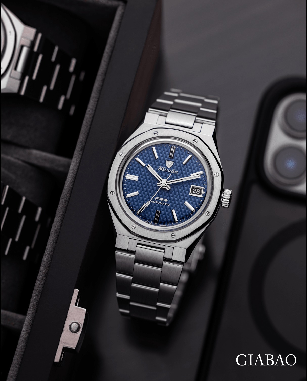 Đồng Hồ Nivada Grenchen F77 Blue With Date