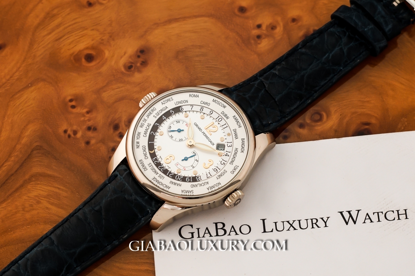 Đồng Hồ Girard Perregaux World Time Power Reserve Vàng Trắng