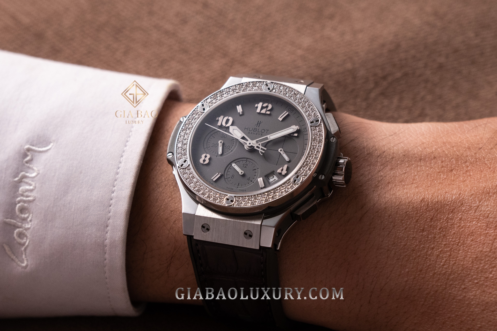 Đồng Hồ Hublot Big Bang Earl Gray Steel Diamond Chronograph 41mm 342.ST.5010.LR.1104