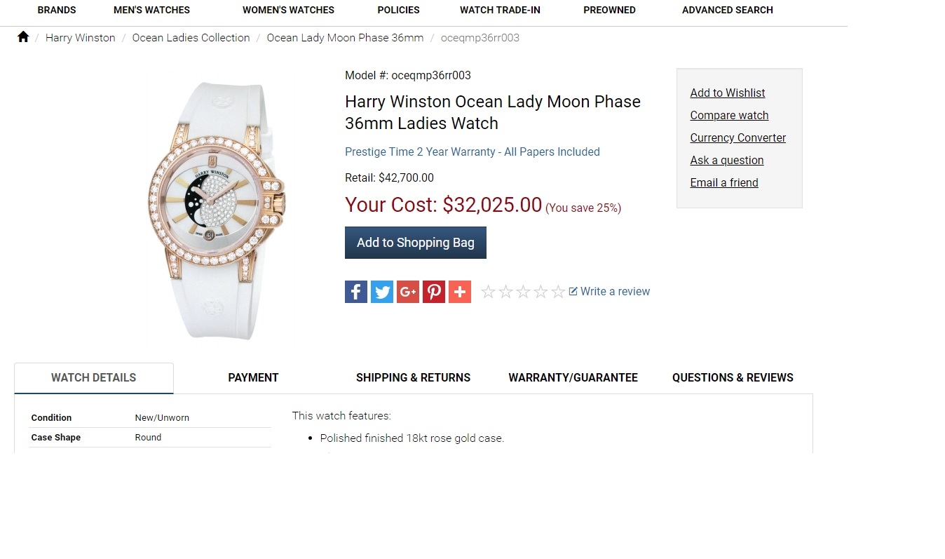 ĐỒNG HỒ HARRY WINSTON OCEAN 400/UQMP36RC.MKDO/D3.1