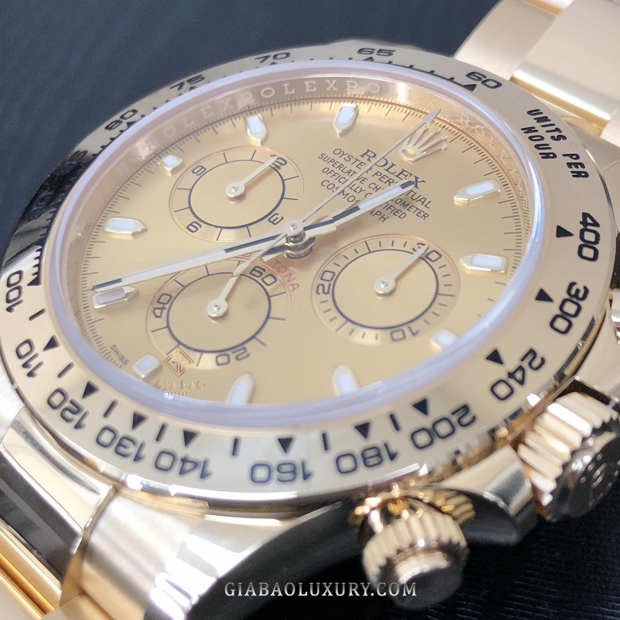 Đồng Hồ Rolex Cosmograph Daytona 116508 Mặt Số Vàng Champagne