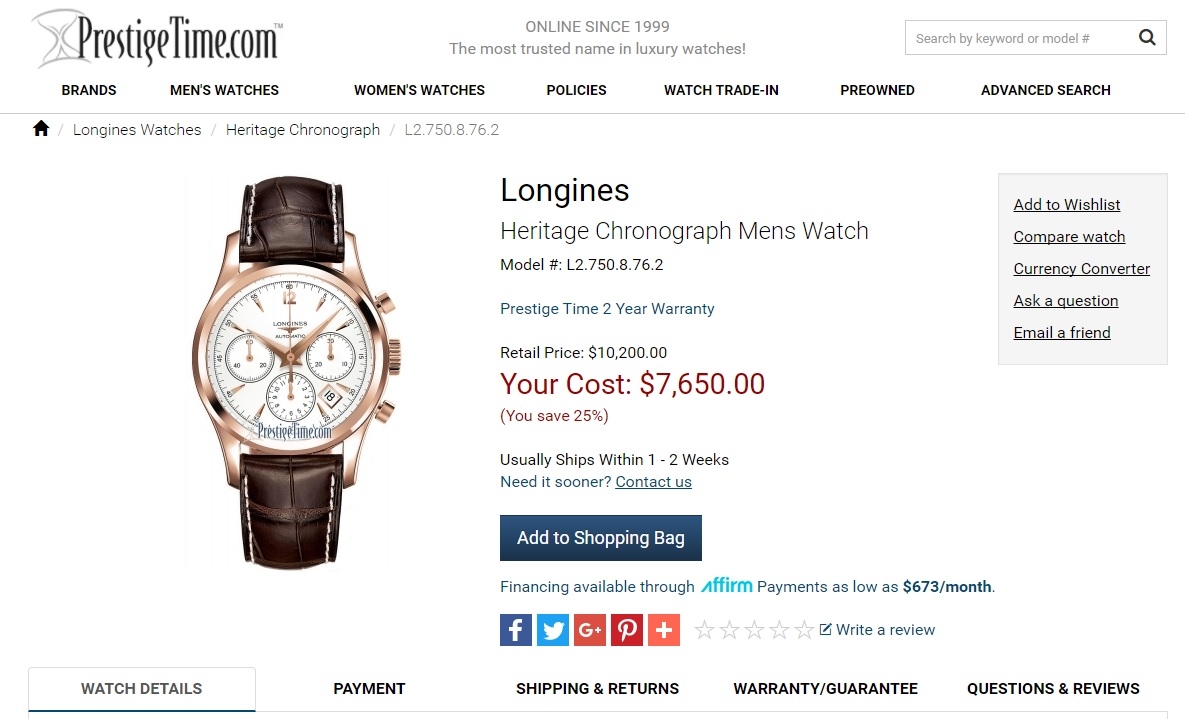 Longines Heritage Automatic Chronograph Silver Dial