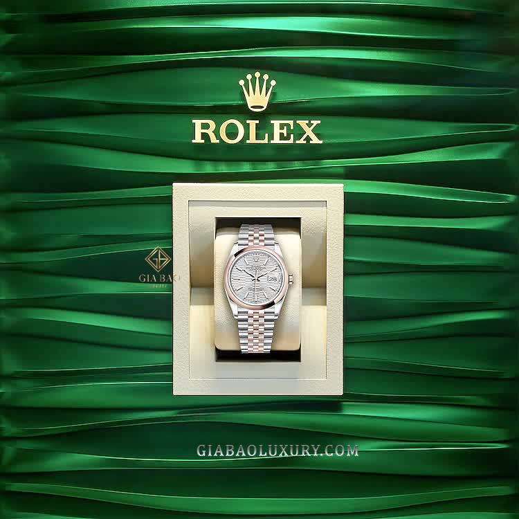 Đồng Hồ Rolex Datejust 36 126201 Mặt Số Bạc Vân Gấp Nếp Cọc Số Dạ Quang