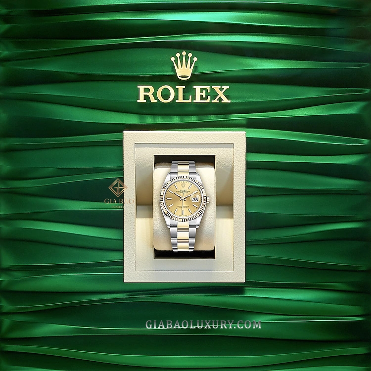 Đồng Hồ Rolex Datejust 36 126233 Mặt Số Vàng Champagne Nạm Kim Cương Dây Đeo Oyster