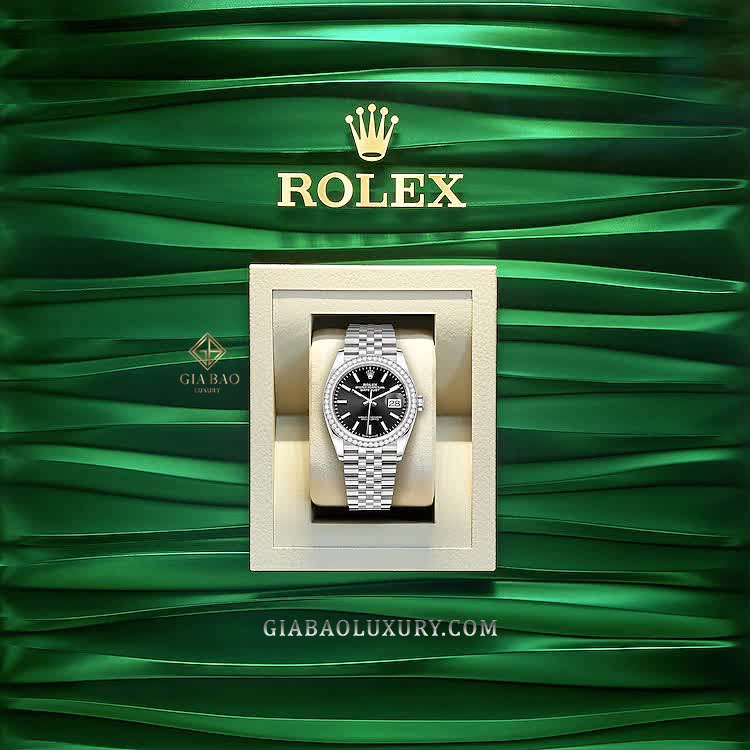 Đồng Hồ Rolex Datejust 36 126284RBR Mặt Số Đen Cọc Số Dạ Quang