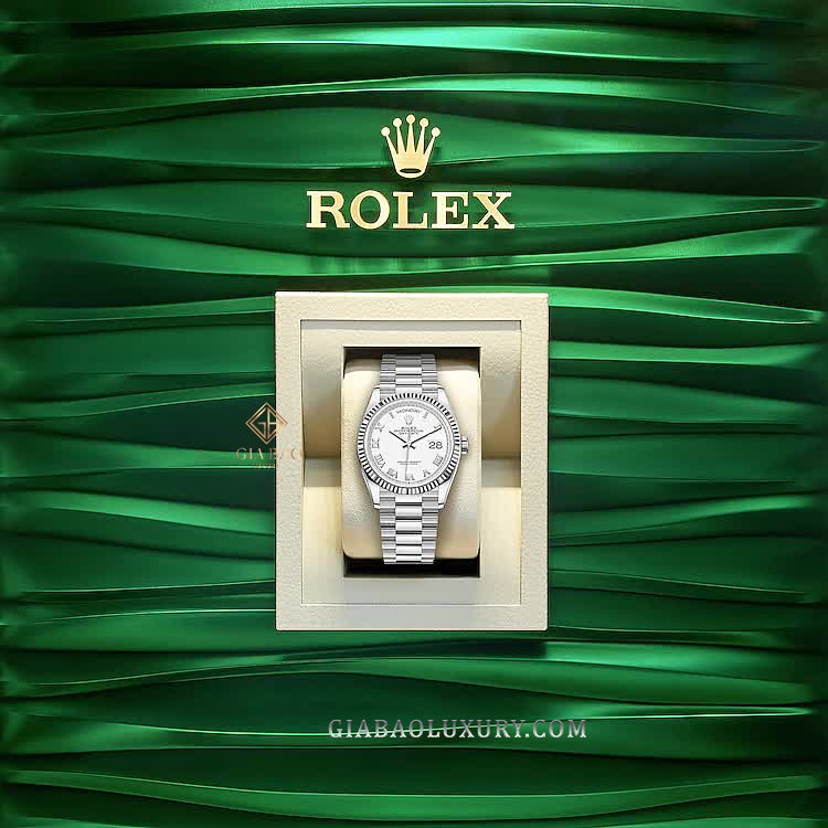 Đồng Hồ Rolex Day-Date 36 128239 Mặt Số Trắng Cọc Số La Mã