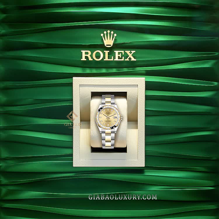 Đồng Hồ Rolex Lady Datejust 31 278343 Mặt Số Vàng Cọc Số Kim Cương Dây Đeo Oyster