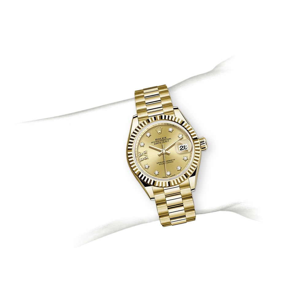Đồng Hồ Rolex Lady Datejust 28mm 279178 Mặt Số Champaigne Nạm Kim Cương