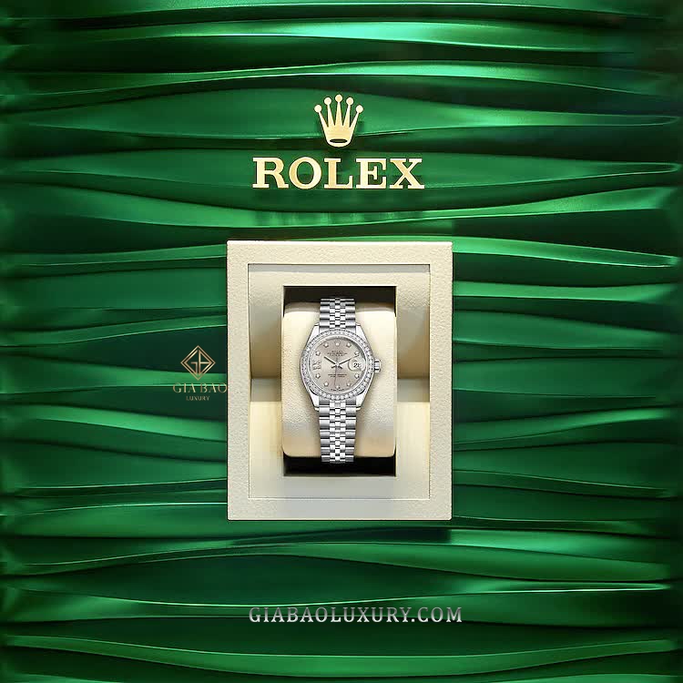 Đồng Hồ Rolex Lady Datejust 28 279384RBR Mặt Số Bạc Cọc Số Sao