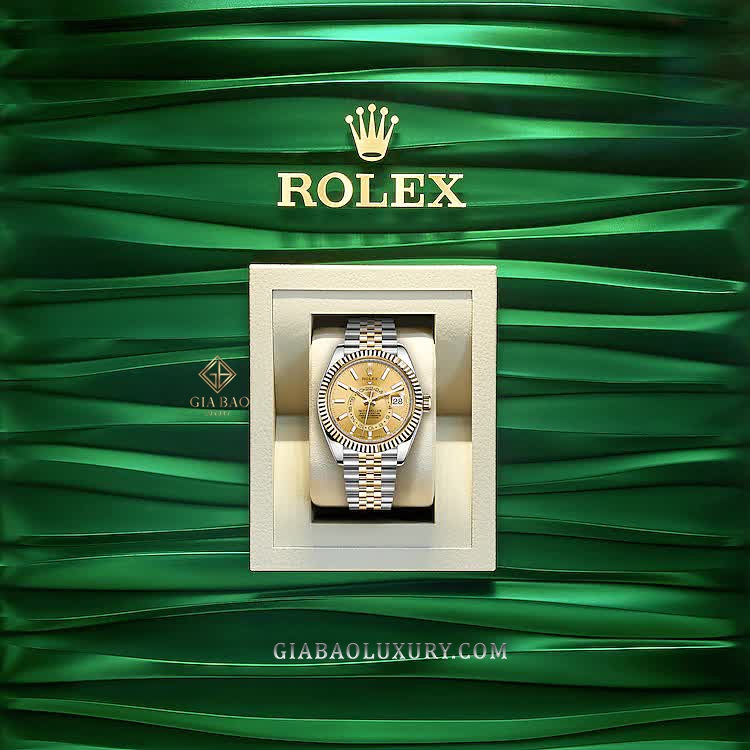 Đồng Hồ Rolex Sky-Dweller 326933-0004 Mặt Số Vàng Champagne
