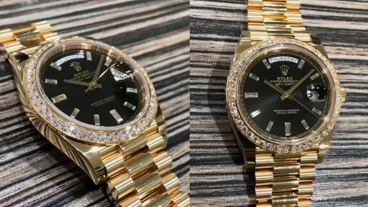 Đồng Hồ Rolex Day-Date 228348RBR Mặt Số Đen Vành Kim Cương