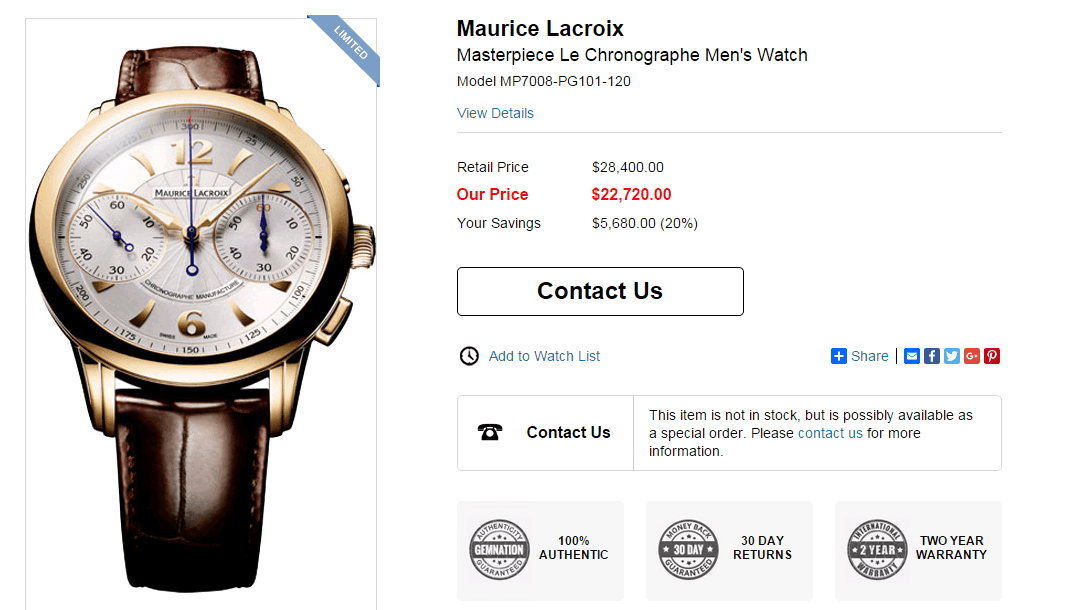 ĐỒNG HỒ MAURICE LACROIX MASTERPIECE LE CHRONOGRAPHE