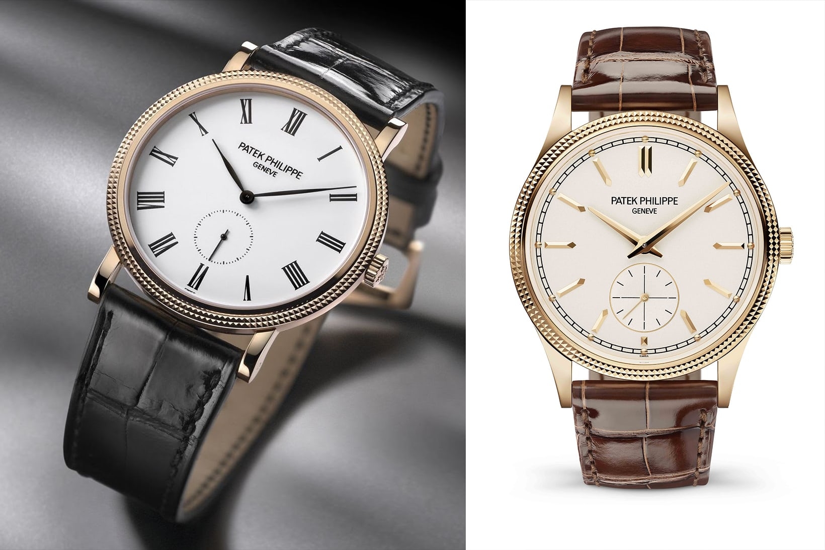 Patek Philippe Calatrava Ref. 6119 bên phải và ref. 5119 bên trái