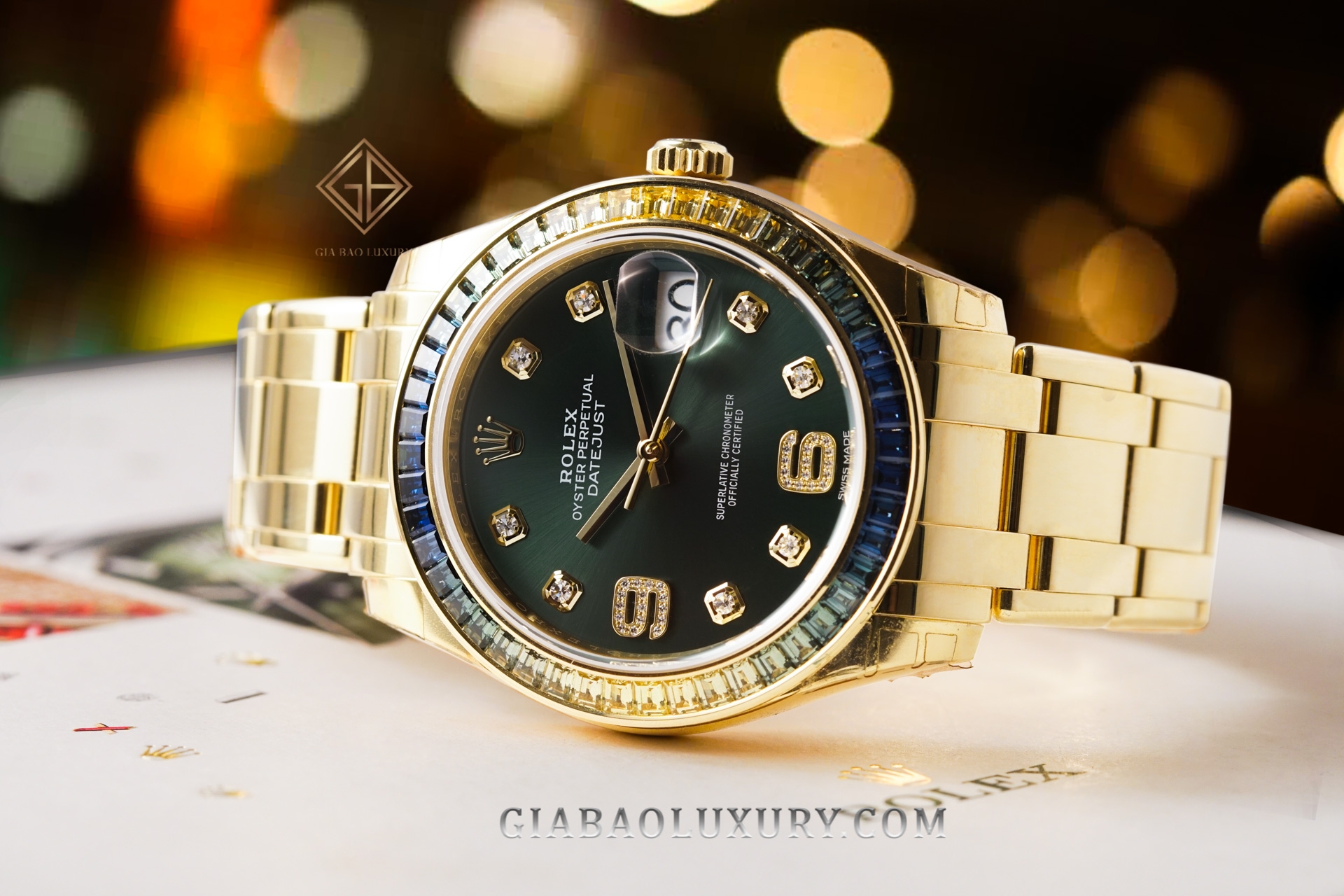 Đồng hồ Rolex Pearlmaster 39 86348SABLV Mặt Số Xanh Oliu