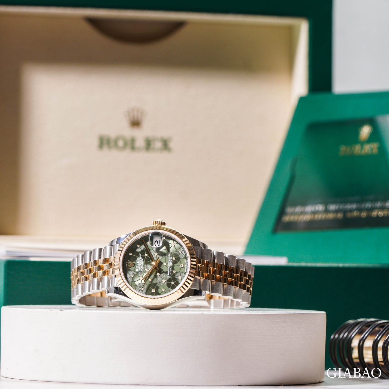 Đồng Hồ Rolex Datejust 31 278273 Mặt Số Họa Tiết Hoa Xanh Ô-Liu