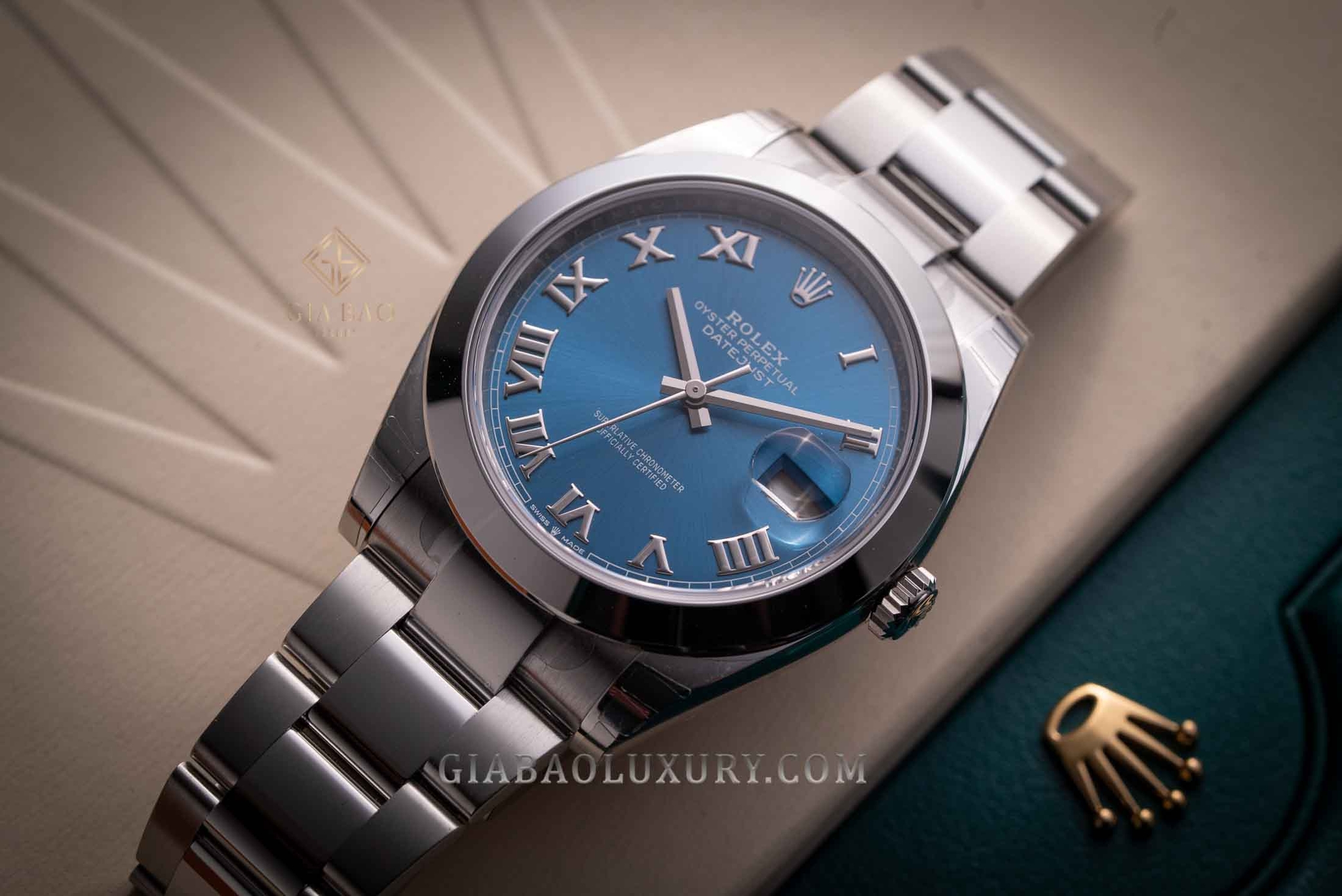 Đồng Hồ Rolex Datejust 41 126300 Mặt Số Xanh Cọc Số La Mã Dây Đeo Oyster