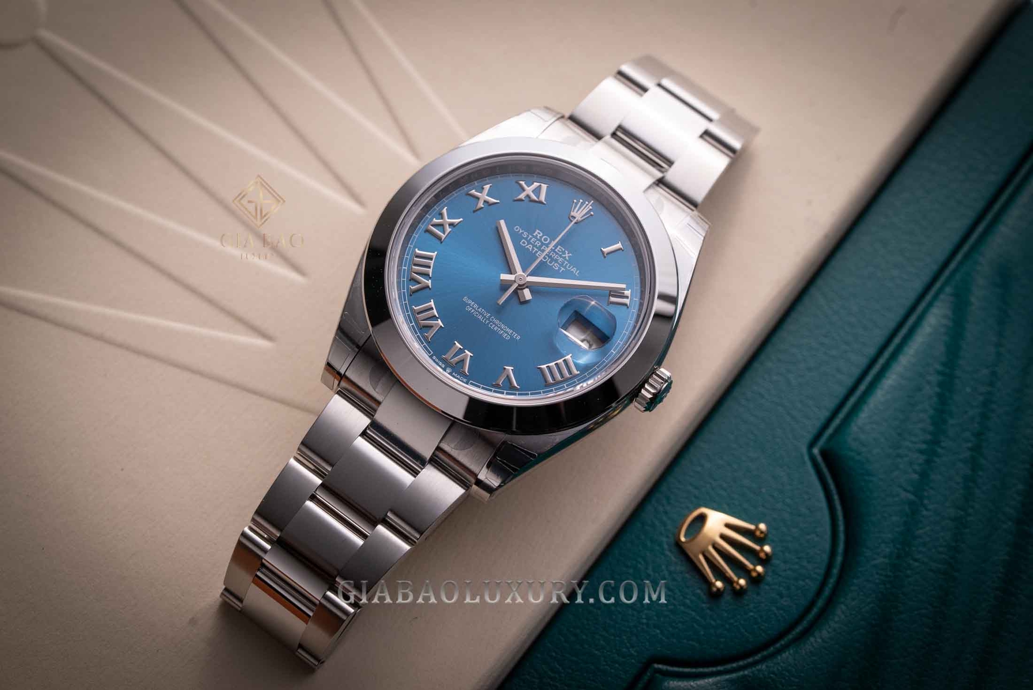 Đồng Hồ Rolex Datejust 41 126300 Mặt Số Xanh Cọc Số La Mã Dây Đeo Oyster