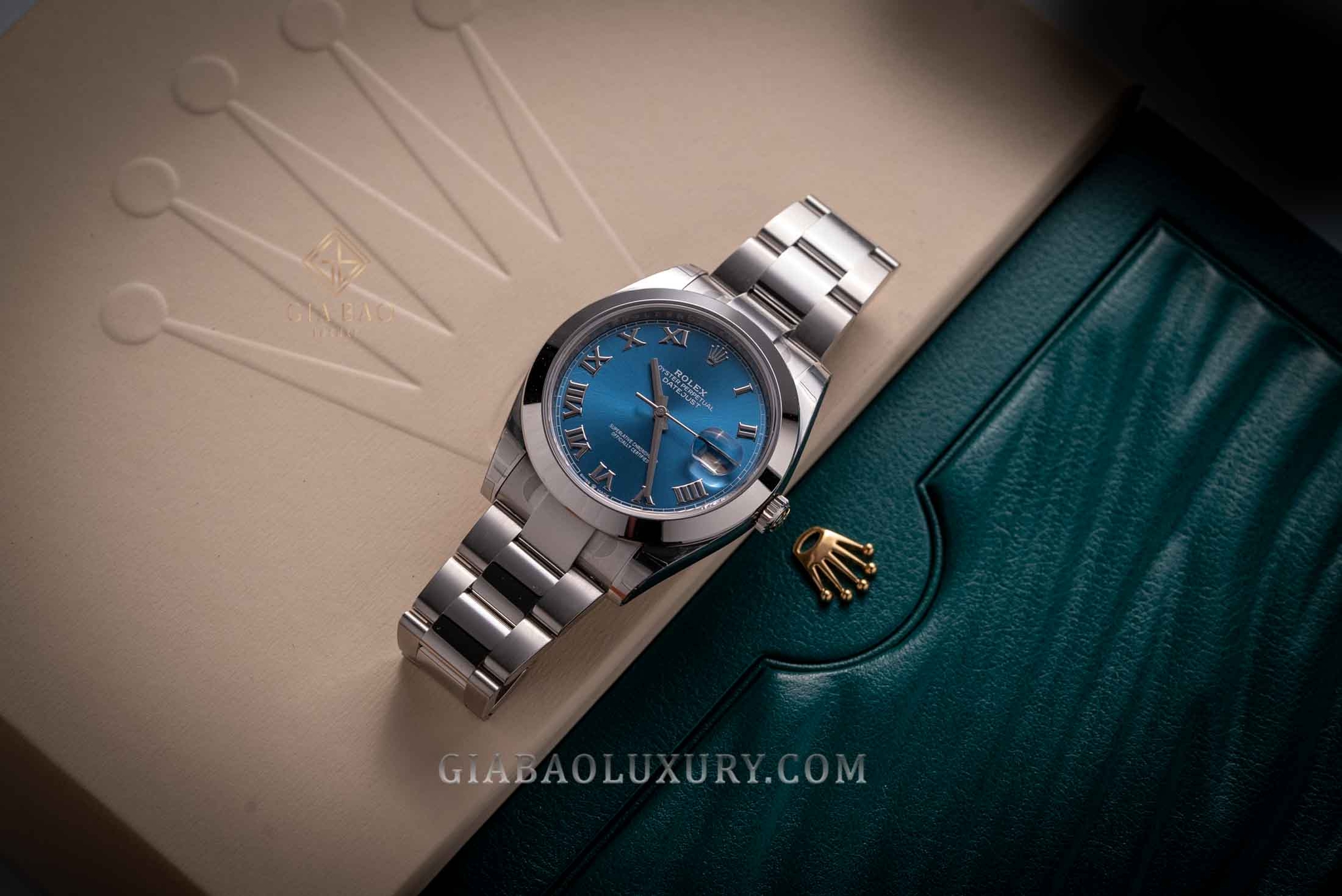 Đồng Hồ Rolex Datejust 41 126300 Mặt Số Xanh Cọc Số La Mã Dây Đeo Oyster