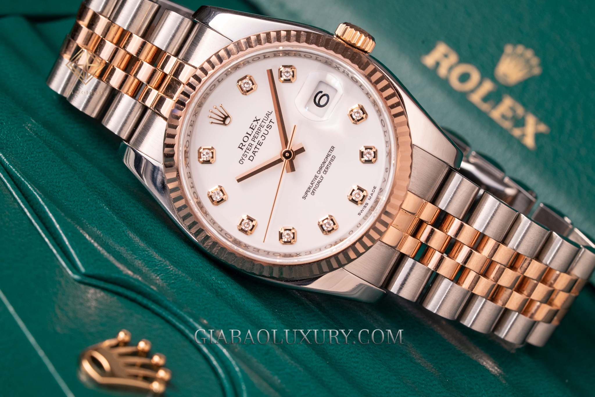 Đồng Hồ Rolex Datejust 36 116231 Mặt Số Men Trắng Cọc Số Nạm Kim Cương