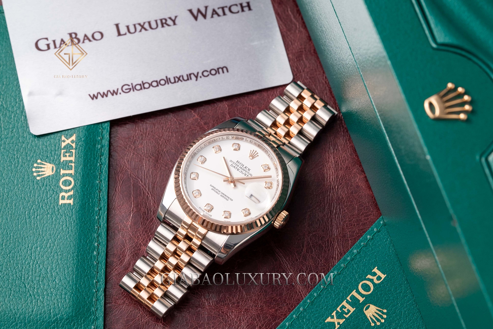 Đồng Hồ Rolex Datejust 36 116231 Mặt Số Men Trắng Cọc Số Nạm Kim Cương