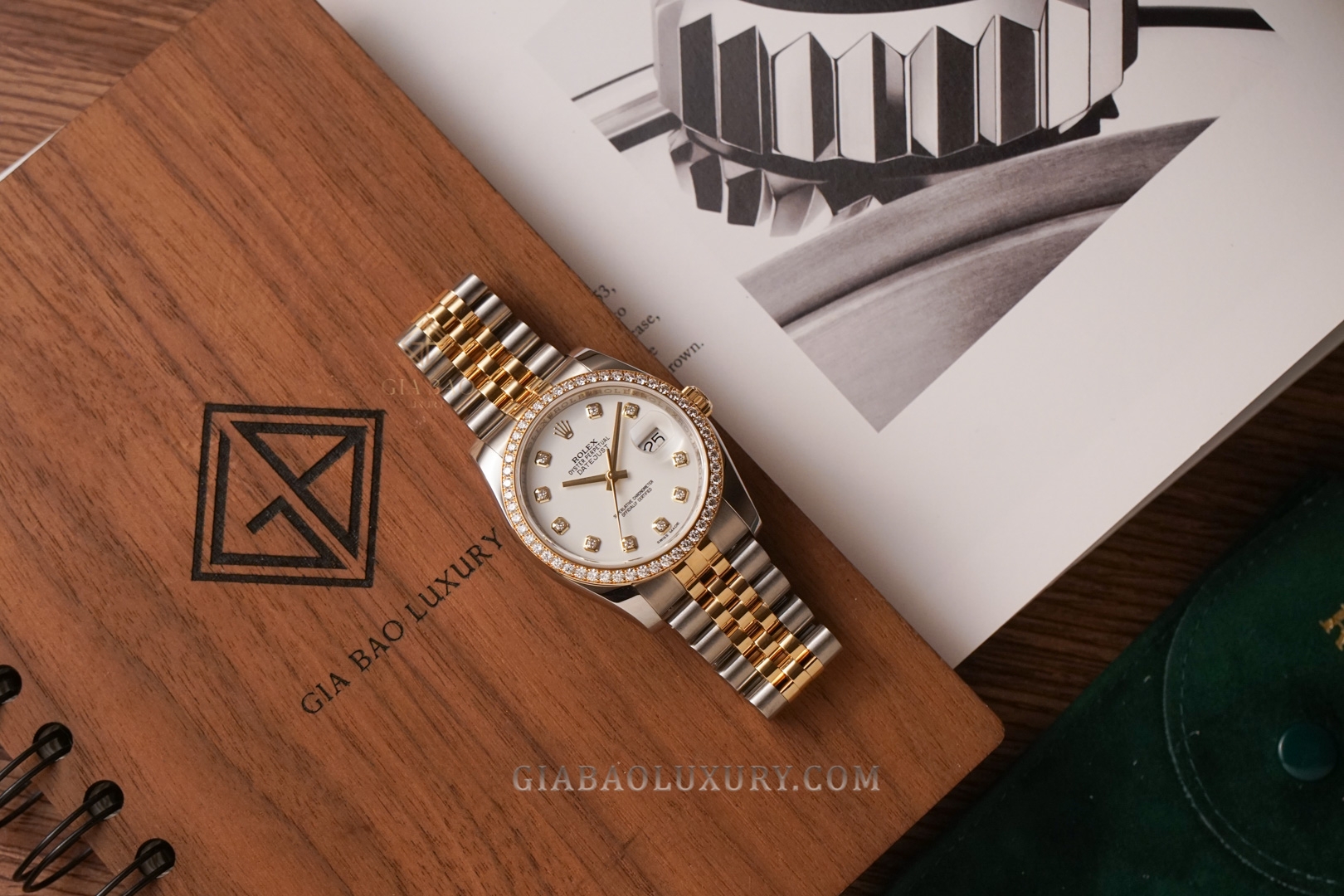 Đồng Hồ Rolex Datejust 36 116243 Mặt Số Trắng Cọc Số Kim Cương